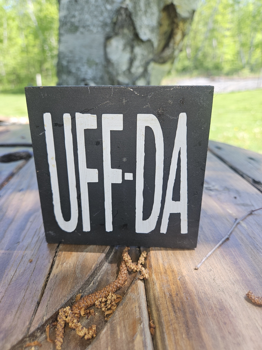 Black "UFF-DA" Decorative Block Sign - Home Accents Decor